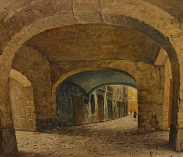 Josep Cabré y Borrell (1890-1988) - Calle porticada catalana