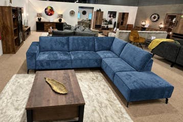 Hoekbank Nieuwegein - hoekbanken - Blauw, Nieuw, 150 cm of meer, Stof, 200 tot 250 cm
