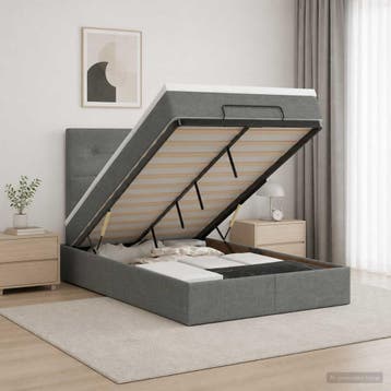 vidaXL Ottoman bed met matras Donkergrijs 120 x 200 cm Stof, Verzenden, Nieuw, Twijfelaar