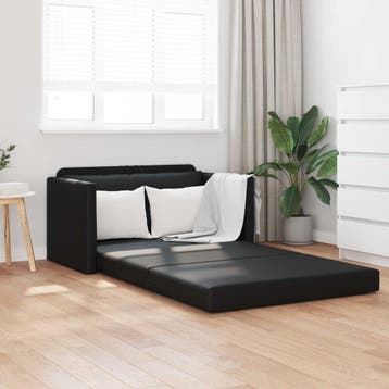 vidaXL Slaapbank Zwart 124 x 71 x 78 cm Kunstleer, Verzenden, Nieuw, Leer, Minder dan 150 cm