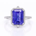 Zonder minimumprijs - Ring Platina - 4.88ct. tw. Tanzaniet -, Nieuw