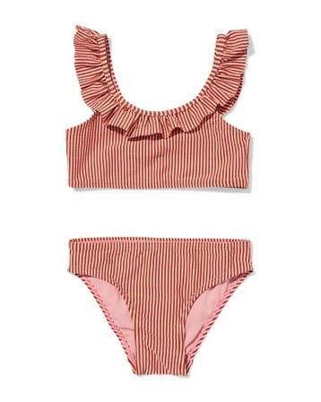 HEMA Kinderbikini seersucker strepen donkerroze, Verzenden, Nieuw