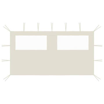 vidaXL Prieelzijwand met ramen 4x2 m crèmekleurig, Verzenden, Nieuw