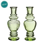 Gekleurd glazen flesje venice vaasje kandelaar soft groen, Ophalen of Verzenden, Nieuw