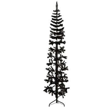vidaXL Kunstkerstboom half met standaard smal 180 cm zwart, Verzenden, Nieuw