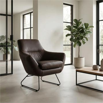 Set van 2 Leren fauteuils Fame - Rancho Brown (bruin), Huis en Inrichting, Fauteuils, Nieuw, Ophalen of Verzenden, 75 tot 100 cm