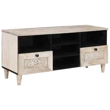 vidaXL TV-kast Bleached Wit 100 x 33 x 46 cm Massief Mango, Verzenden, Nieuw