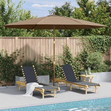 vidaXL Parasol met houten paal 350 cm taupe, Verzenden, Nieuw, 3 tot 4 meter