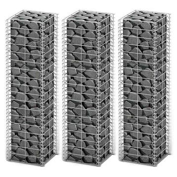 vidaXL 3-delige Schanskorfset 25x25x100 cm gegalvaniseerd, Verzenden, Nieuw, IJzer
