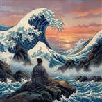 MEDSAN - Hokusai Samurai () - Hand Signed - UNIQUE, Antiek en Kunst