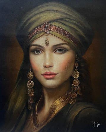 Giuseppe Giglio (1957) - Donna col turbante, Antiek en Kunst