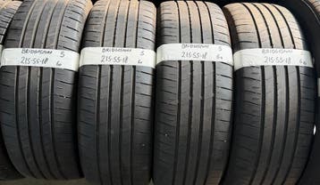 4x 215-55-18 Bridgestone Zomer 4x 5mm €60 Per Band 215 55 18, Ophalen, 18 inch, Band(en), Personenwagen