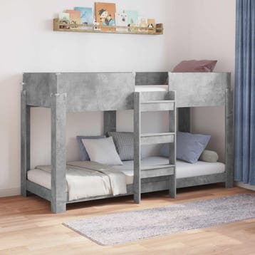 vidaXL Bunk Bed voor Kinderen Beton Grijs 75 x 190 cm, Verzenden, Nieuw, Grijs, Hout
