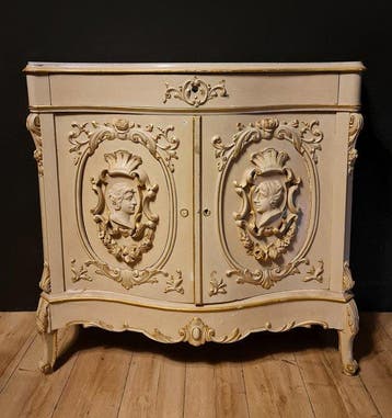 Credenza - Hout, Marmer - Dienstmeid, Antiek en Kunst