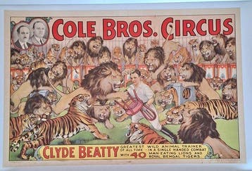 unknown - Original Vintage Cole Bros. Circus Poster - Clyde