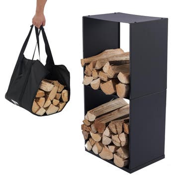Houtopslag | Brandhoutrek | Houtrek | 40x28x80cm | Staal, Tuin en Terras, Haardhout, Verzenden