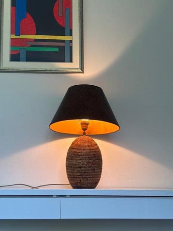Tafellamp - Bamboe, Rattan - Vintage bamboe-lamp