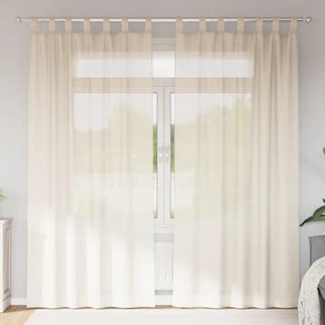 vidaXL Gordijnen voile met Tab Top 2 st crèmekleurig, Verzenden, Nieuw, Crème