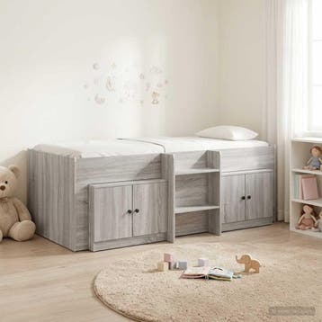 vidaXL Loft Bed Frame met Kast 3 st Grijs Sonoma Bewerkt, Verzenden, Nieuw, Grijs, Hout