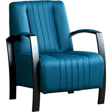 Leren fauteuil Glamour - Toledo Turquoise (blauw), Nieuw, Ophalen of Verzenden, 50 tot 75 cm, Industrieel, Modern, Retro