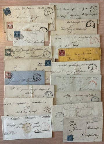 Beieren 1867/1919 - 18 poststukken en voorfilatelie met, Postzegels en Munten, Gestempeld
