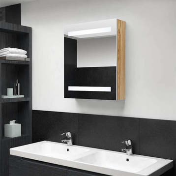 vidaXL Badkamerkast met spiegel en LED 50x14x60 cm wit, Verzenden, Nieuw