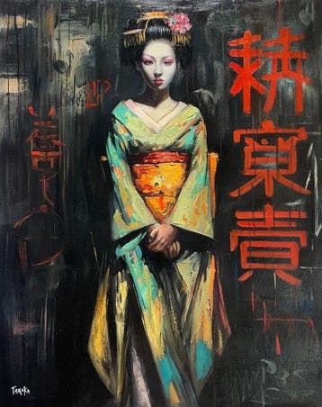 Luca Tanaka (1999) - Sussurro kanji, Antiek en Kunst