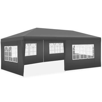 Paviljoen Novara met 5 zijpanelen, waterdicht, 6x3m - grijs, Tuin en Terras, Verzenden, Nieuw