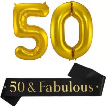 Sjerp en ballonnen set 50 & fabulous, Verzenden, Nieuw, Versiering, Abraham of Sarah