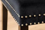 Chesterfield Stoel CASTLE Zwart fluweel massief houten, Ophalen of Verzenden, Nieuw