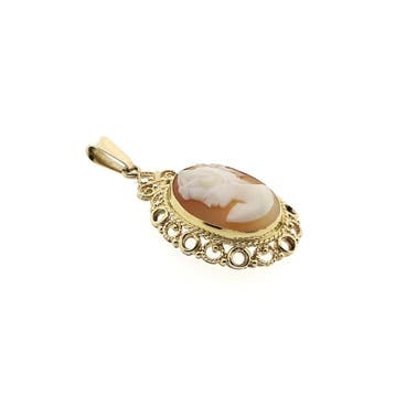 Gouden hanger met camee (Hanger of bedel), Ophalen of Verzenden, Gebruikt, Goud, Overige merken