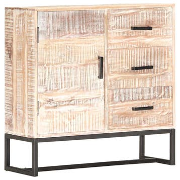 vidaXL Dressoir 73x30x75 cm massief acaciahout wit, Verzenden, Nieuw, Overige houtsoorten, Minder dan 50 cm