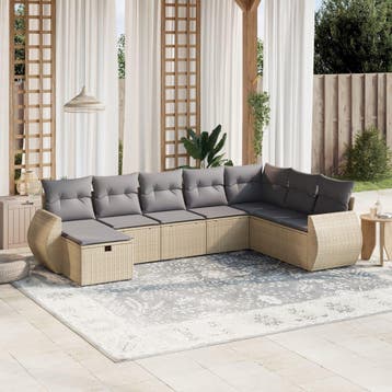 vidaXL 8-delige Loungeset met kussens poly rattan gemengd, Verzenden, Nieuw, 8 zitplaatsen, Loungeset