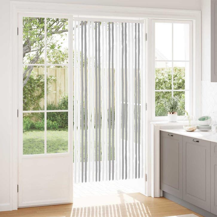 vidaXL Insecten Gordijn Chenille Lichtgrijs en wit. 90 x 200, Huis en Inrichting, Stoffering | Gordijnen en Lamellen, Nieuw, Verzenden