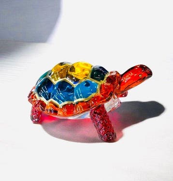 sculptuur, Tartaruga - 12 cm - met de hand versierd glas -, Antiek en Kunst, Antiek | Glas en Kristal