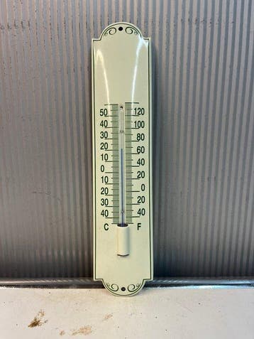 Emaille wandthermometer – Crèmekleurig – Klassiek vintage