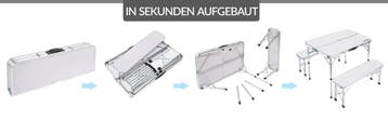 Campingtafel 3-delig Wit Aluminium Inklapbaar (Recreatie), Verzenden, Nieuw