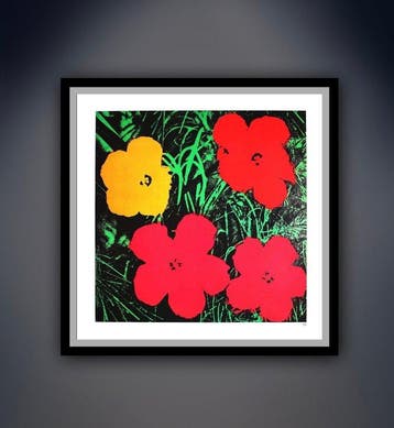 Andy Warhol - “Flowers, 1964”. Met AW stempel. - 90 x 90 cm., Antiek en Kunst