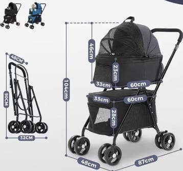 Honden- en Katten Buggy – Opvouwbare 4-Wiel Kinderwagen met, Verzenden, Nieuw