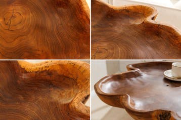 Unieke bijzettafel WILD 65cm natuurlijke teakhouten, Ophalen of Verzenden, Nieuw