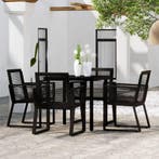 vidaXL 5-delige Tuinset zwart, Tuin en Terras, Tuinsets en Loungesets, 4 zitplaatsen, Verzenden, Nieuw, Rvs