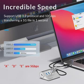 ORICO 10Gbps USB 3.2 Docking Station Hub met PD60W Opladen e, Verzenden, Nieuw