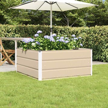 vidaXL Plantenbak Ivoor 100 x 100 x 45 cm Staal, 100 cm of meer, Verzenden, Nieuw, Metaal