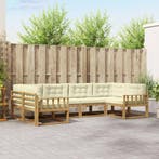 vidaXL Buiten bankenset met kussen 6 pcs Wit en crèmekleurig, Verzenden, Nieuw