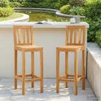 vidaXL Barkruk 2 pcs Bruin Massief Teakhout, Tuin en Terras, Verzenden, Nieuw