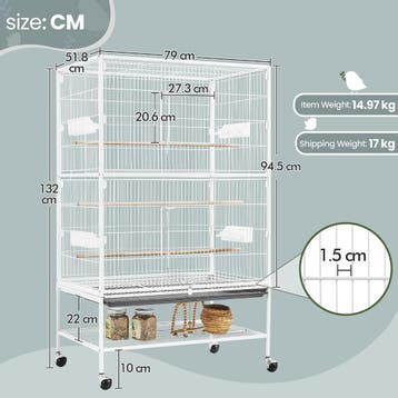 2dekans | Yaheetech Vogelkooi met Standaard – 79 × 51,8 ×, Dieren en Toebehoren, Ophalen of Verzenden, Zo goed als nieuw