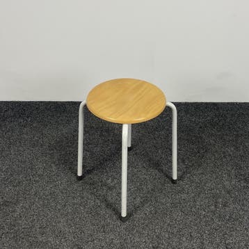 Kruk 4-Poots | Houten Zitting - Wit Onderstel, Ophalen of Verzenden, Gebruikt