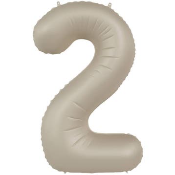 Folie Ballon cijfer 2 Cream Latte 86 cm, Verzenden, Nieuw, Feestartikel, Verjaardag