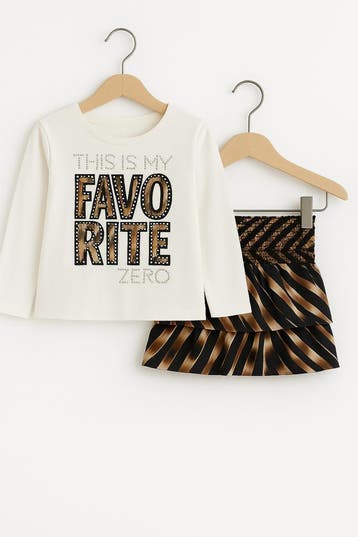 Kinderoutfit wit shirt &amp; rokje 2-delig *Nieuw*, Ophalen of Verzenden, Nieuw, Meisje