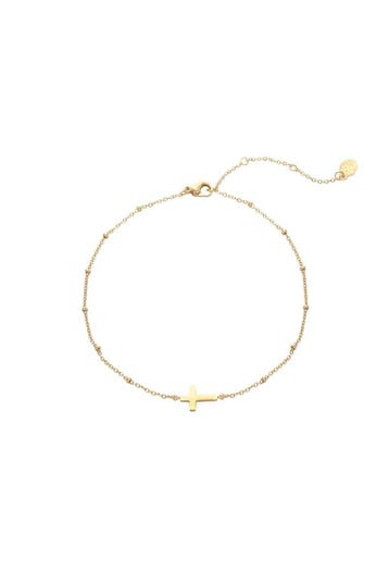 Goudlief Armband classic cross goud kleur stainless steel, Verzenden, Nieuw, Zilver, Overige materialen